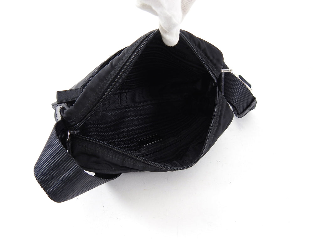 Prada Vintage Black Tessuto Nylon Messenger Bag