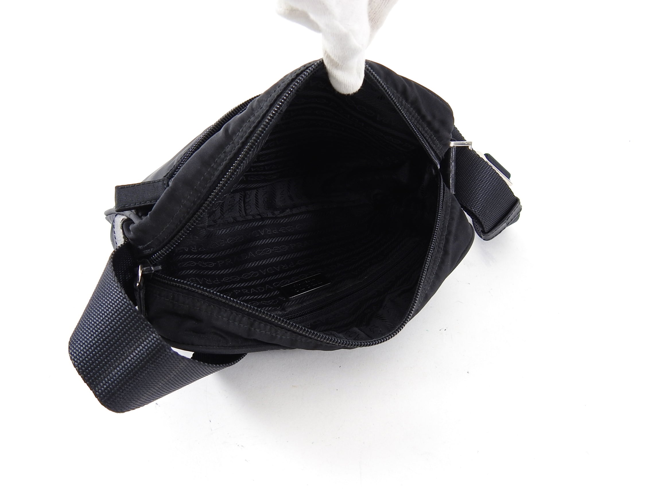 Prada Vintage Black Tessuto Nylon Messenger Bag