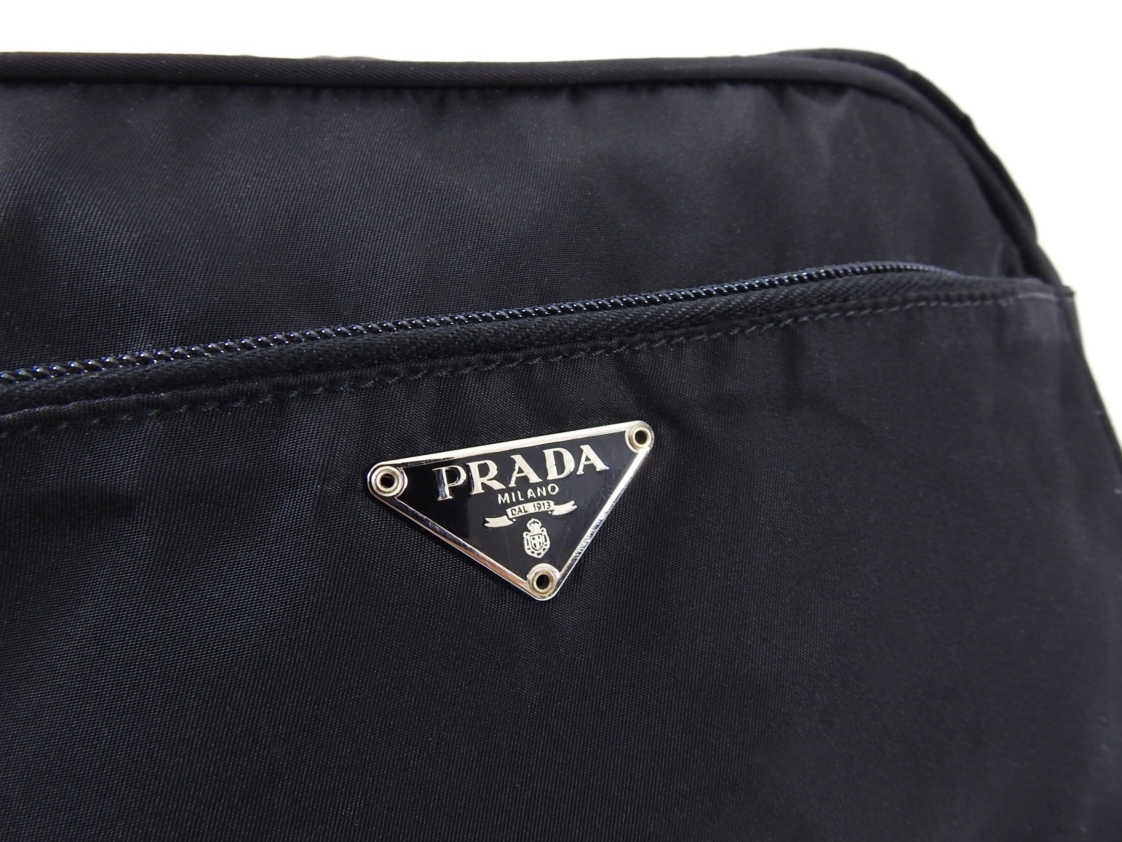 Prada Vintage Black Tessuto Nylon Messenger Bag