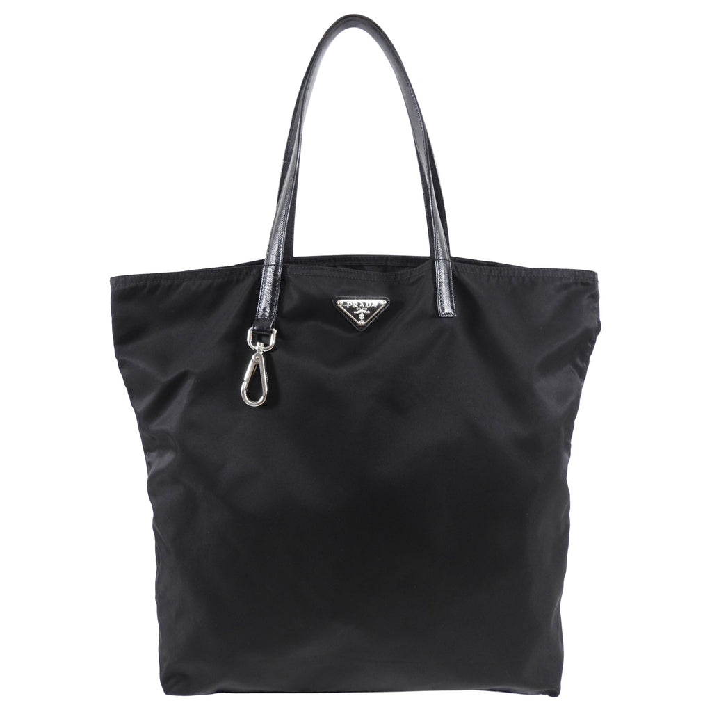Prada Vintage Black Nylon Tote Bag with Saffiano Handles