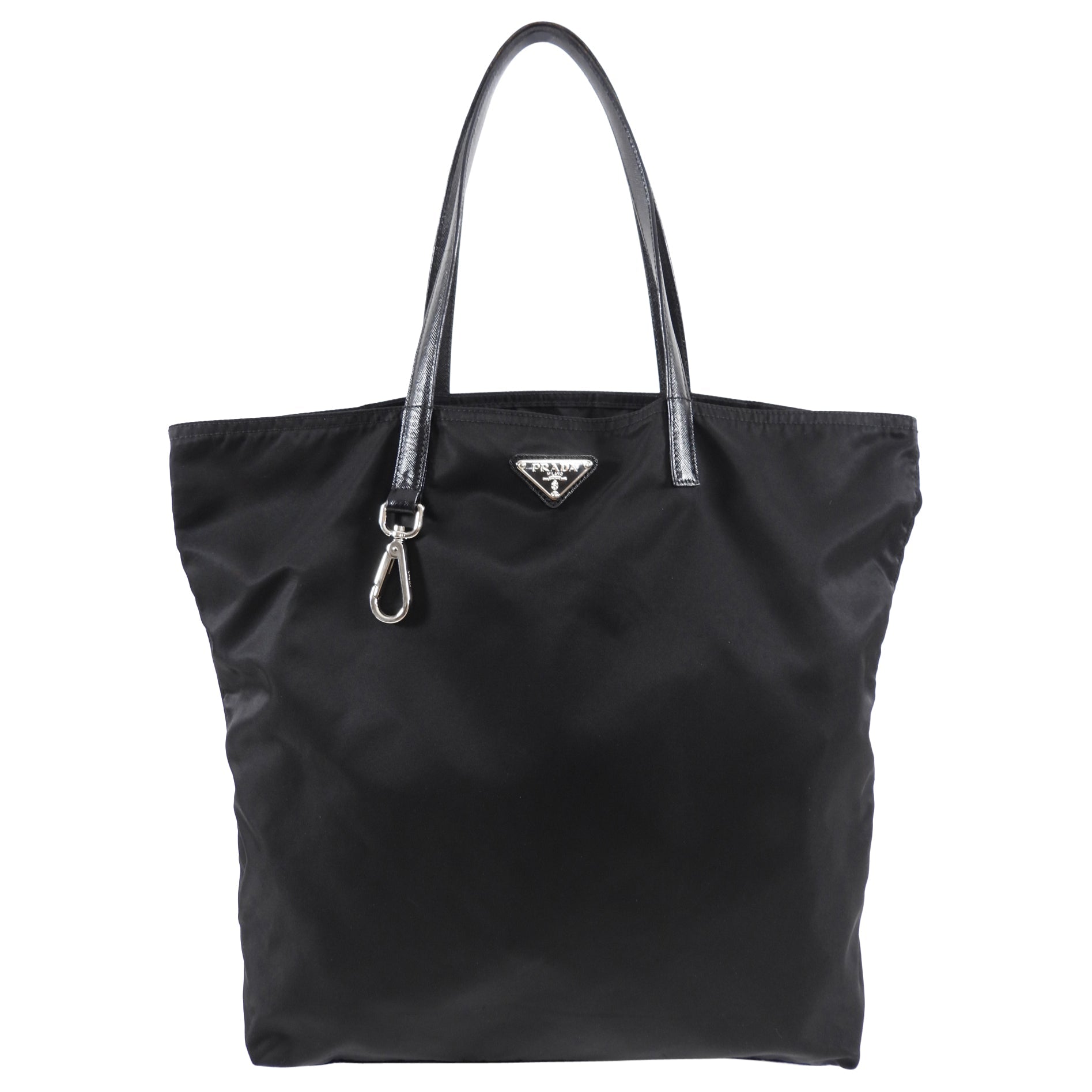 Prada Vintage Black Nylon Tote Bag with Saffiano Handles