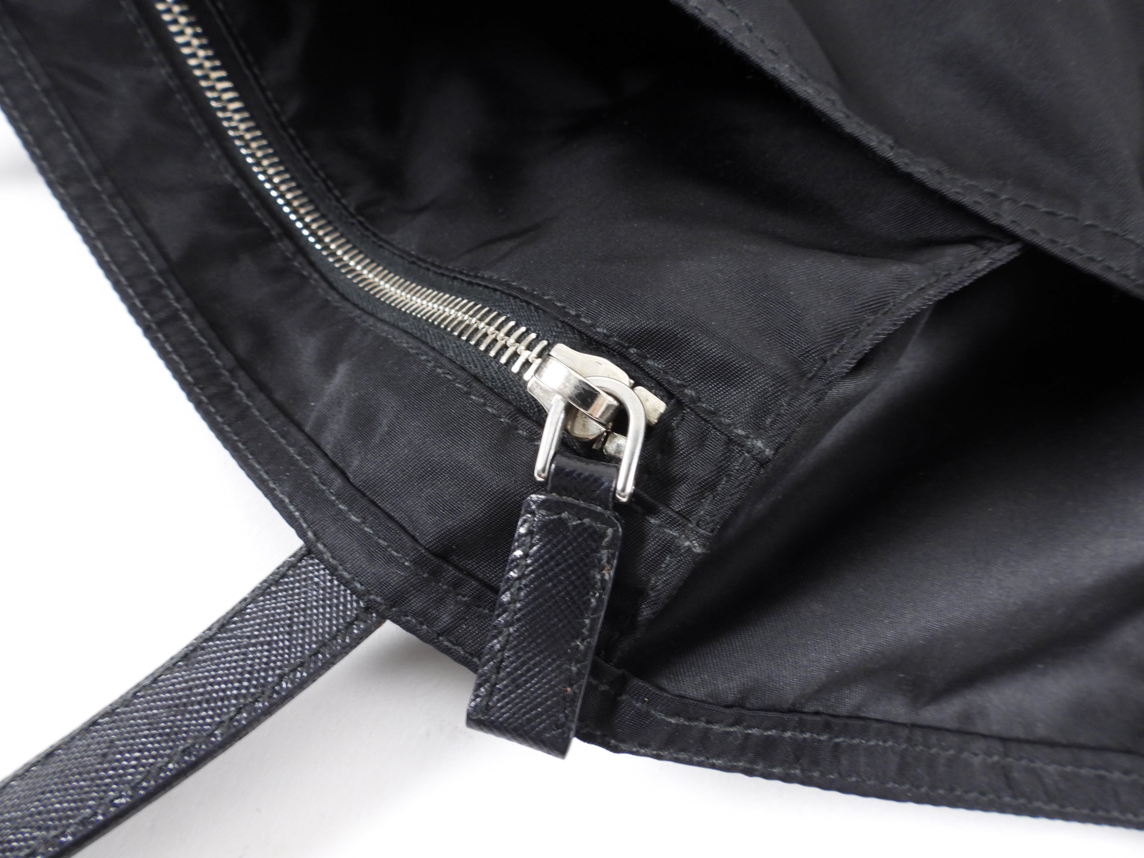 Prada Vintage Black Nylon Tote Bag with Saffiano Handles