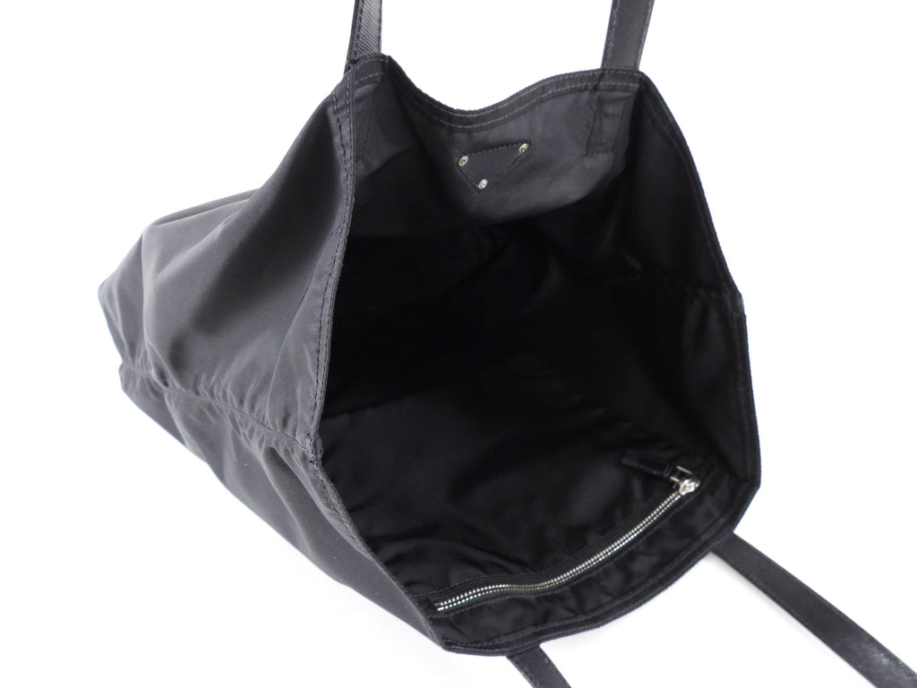 Prada Vintage Black Nylon Tote Bag with Saffiano Handles
