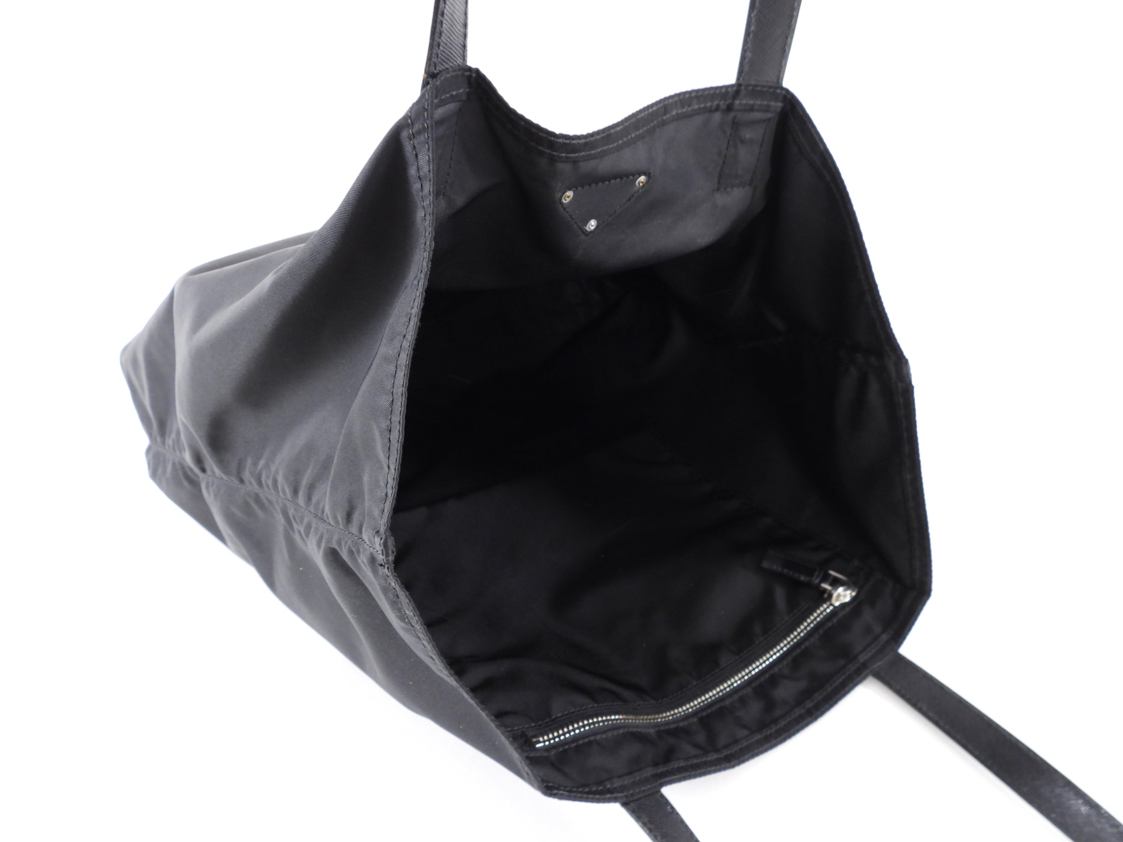 Prada Vintage Black Nylon Tote Bag with Saffiano Handles