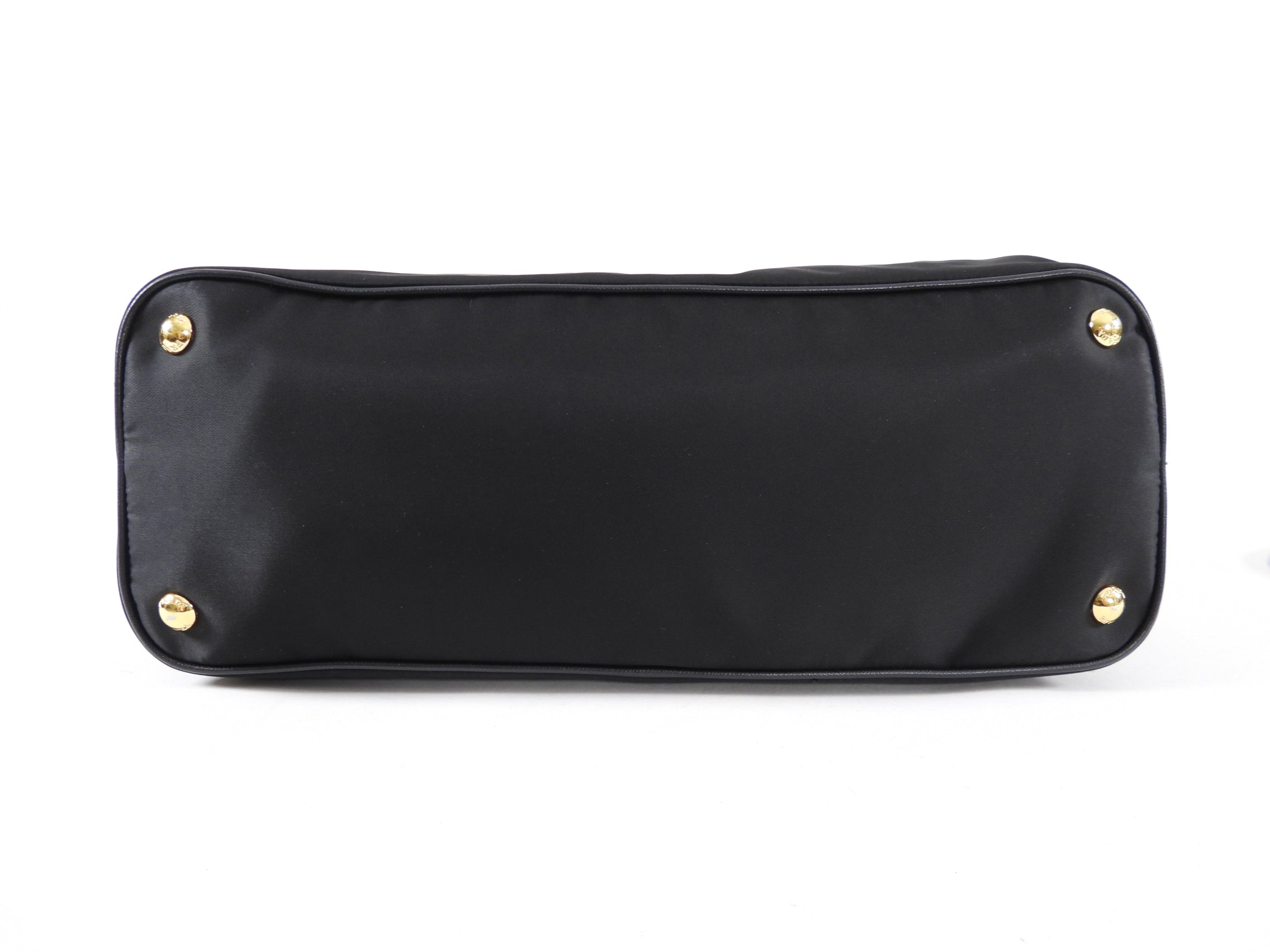 Prada Tessuto Black Nylon Saffiano Trim Tote Bag