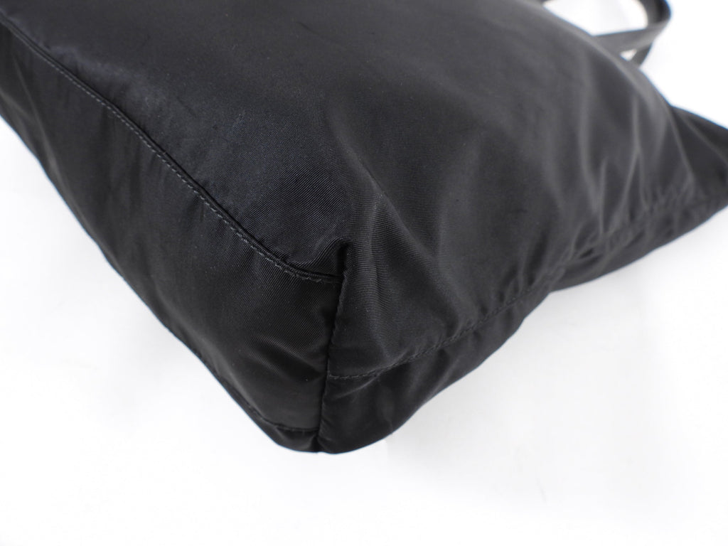 Prada Vintage Black Nylon Tote Bag with Saffiano Handles