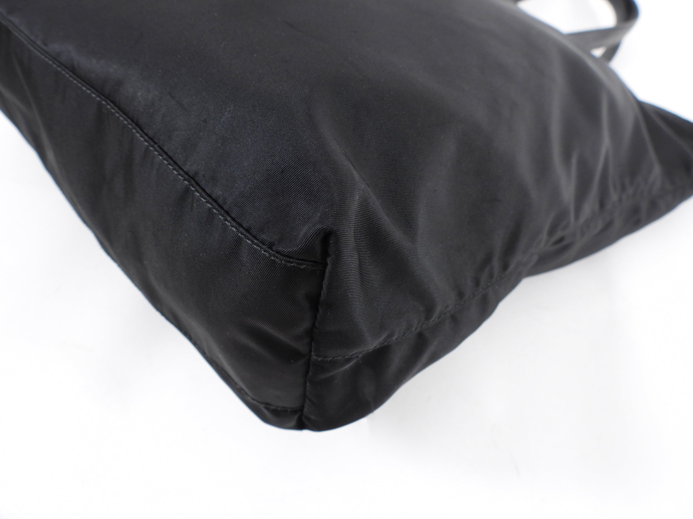 Prada Vintage Black Nylon Tote Bag with Saffiano Handles
