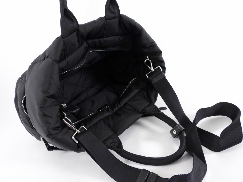 Prada Black Nylon Tessuto Quilted Bomber Tote Bag