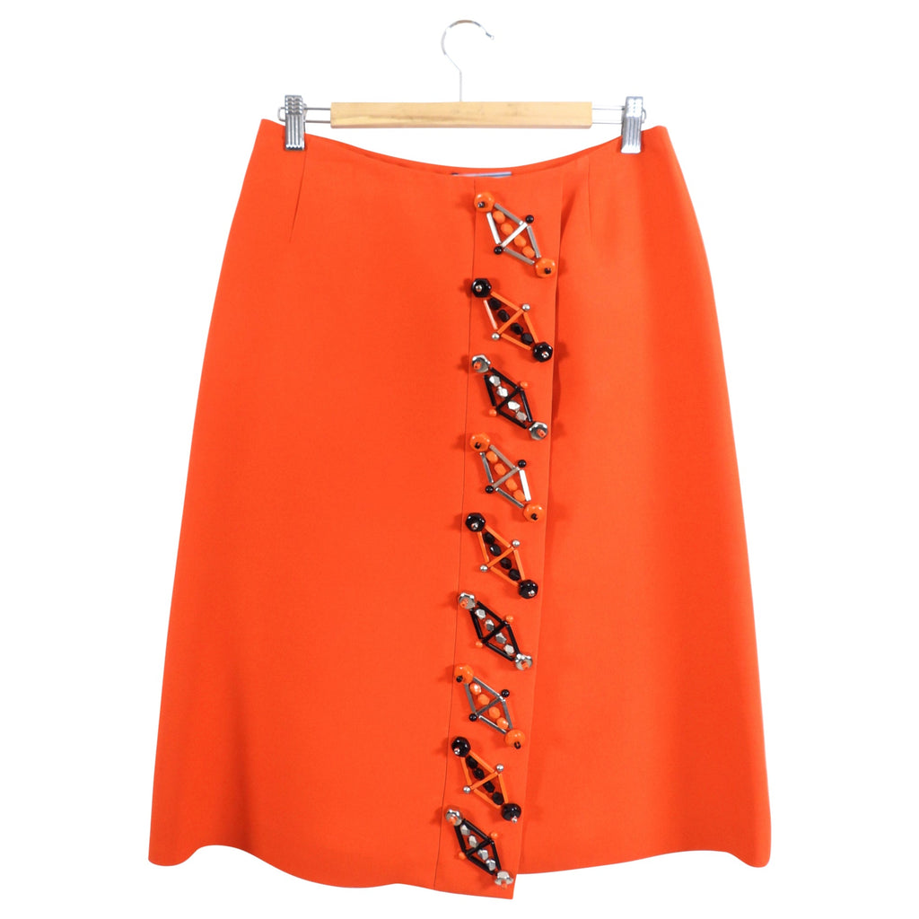 Prada AW 2012 Runway Orange Embellished A-line Skirt - L (8/10)