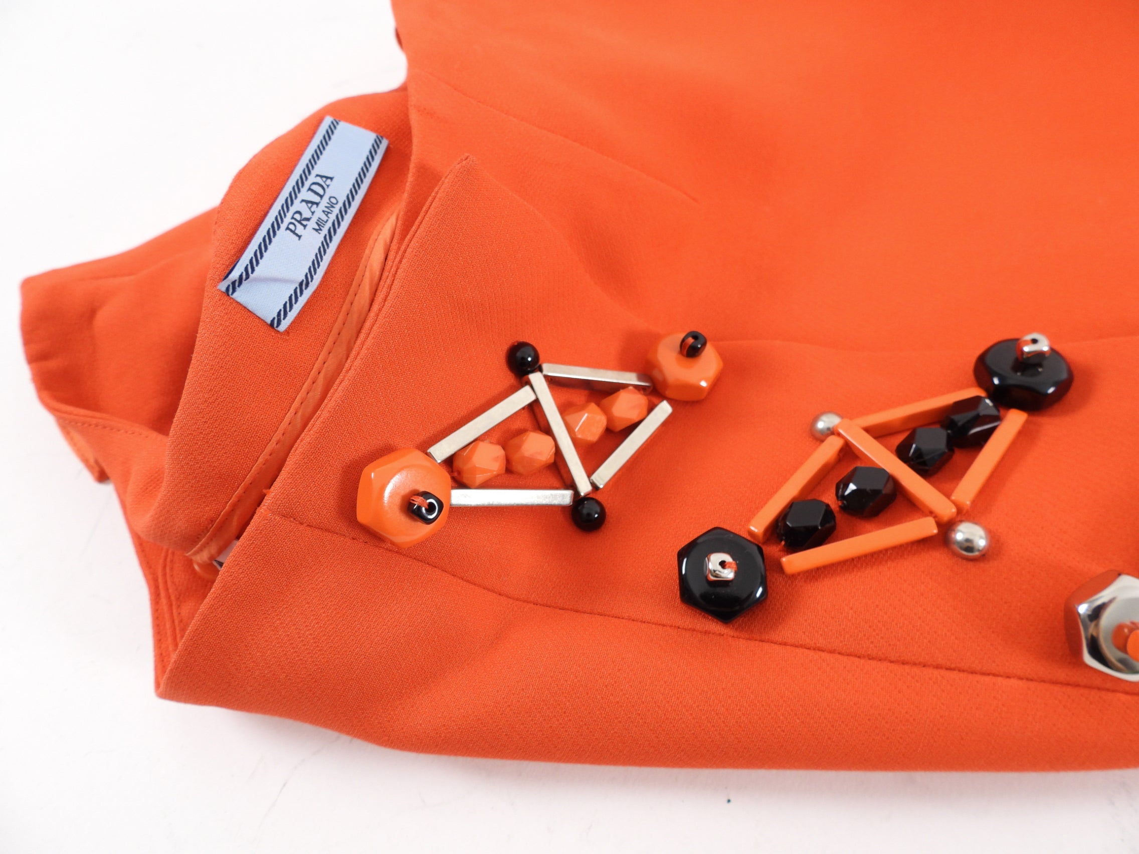 Prada AW 2012 Runway Orange Embellished A-line Skirt - L (8/10)