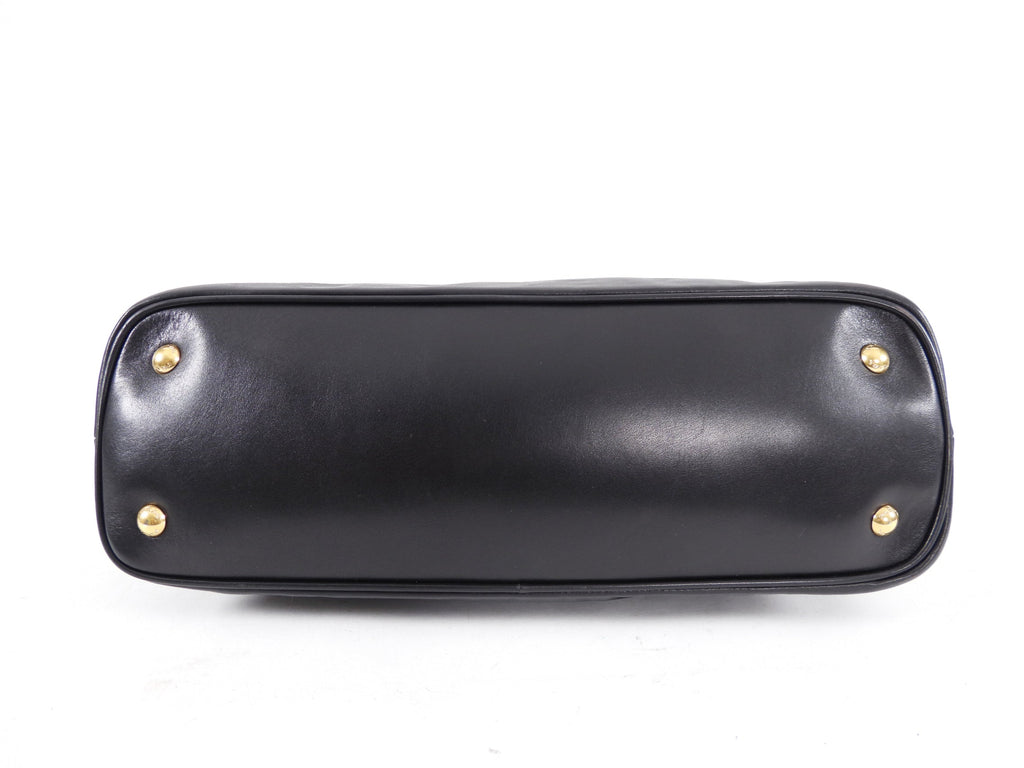 Prada Black Smooth Leather Hinge Frame Tote Bag