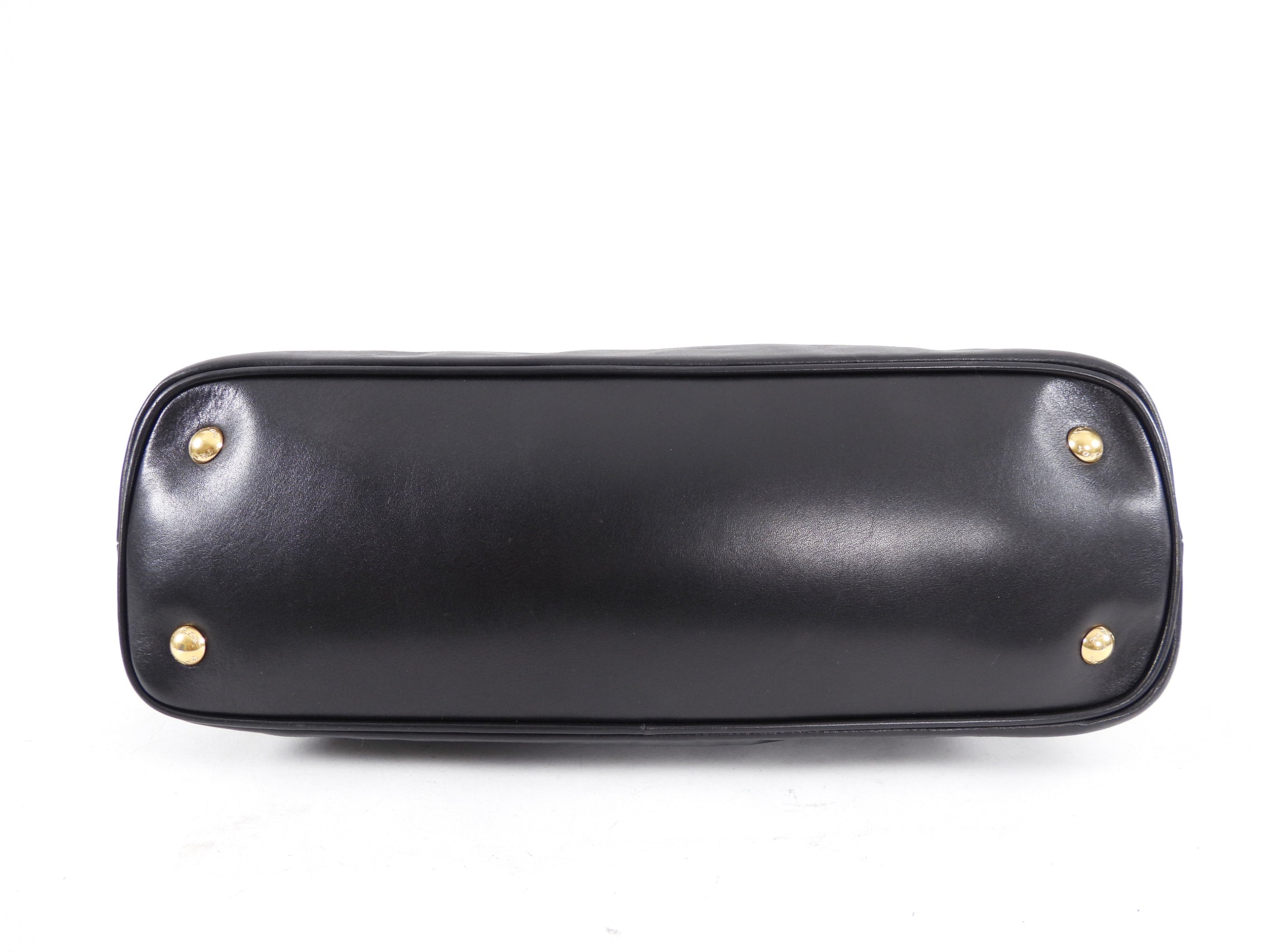 Prada Black Smooth Leather Hinge Frame Tote Bag
