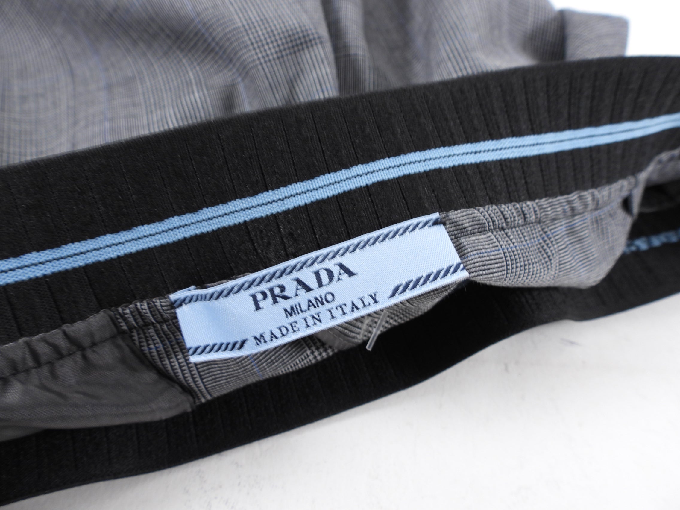 Prada Grey Check Trousers with Logo Band - IT46 / USA 10 / L