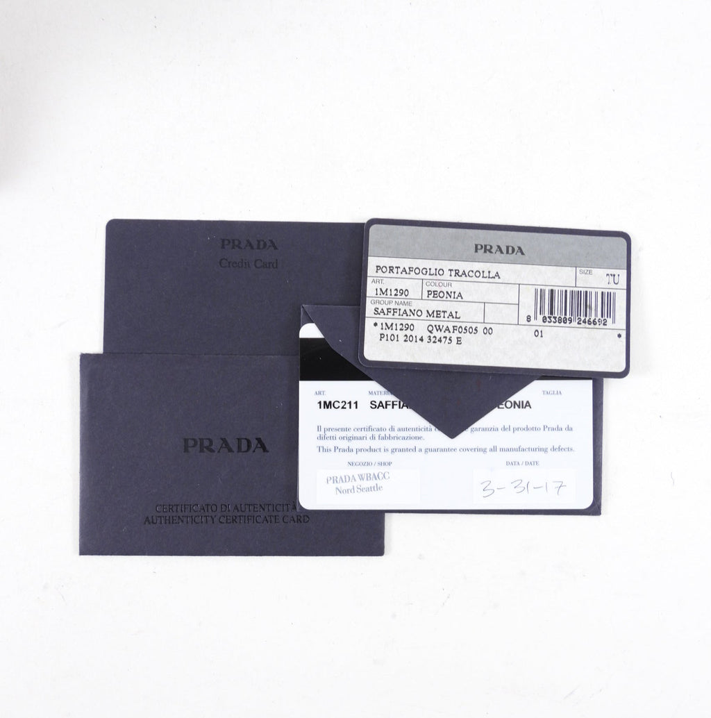 Prada Cherry Pink Saffiano Leather Wallet on Chain Crossbody Bag