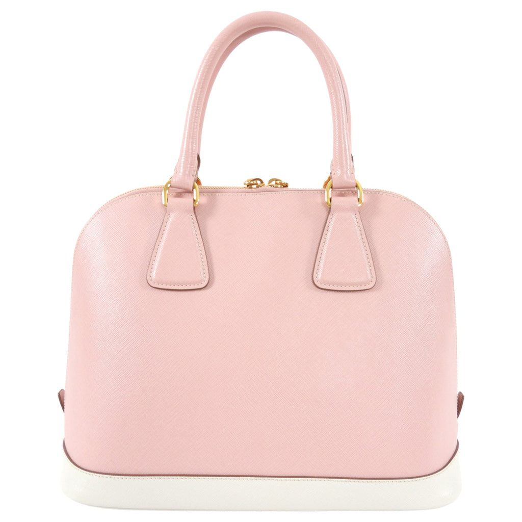 Prada Pink and White Saffiano Leather Promenade Bag