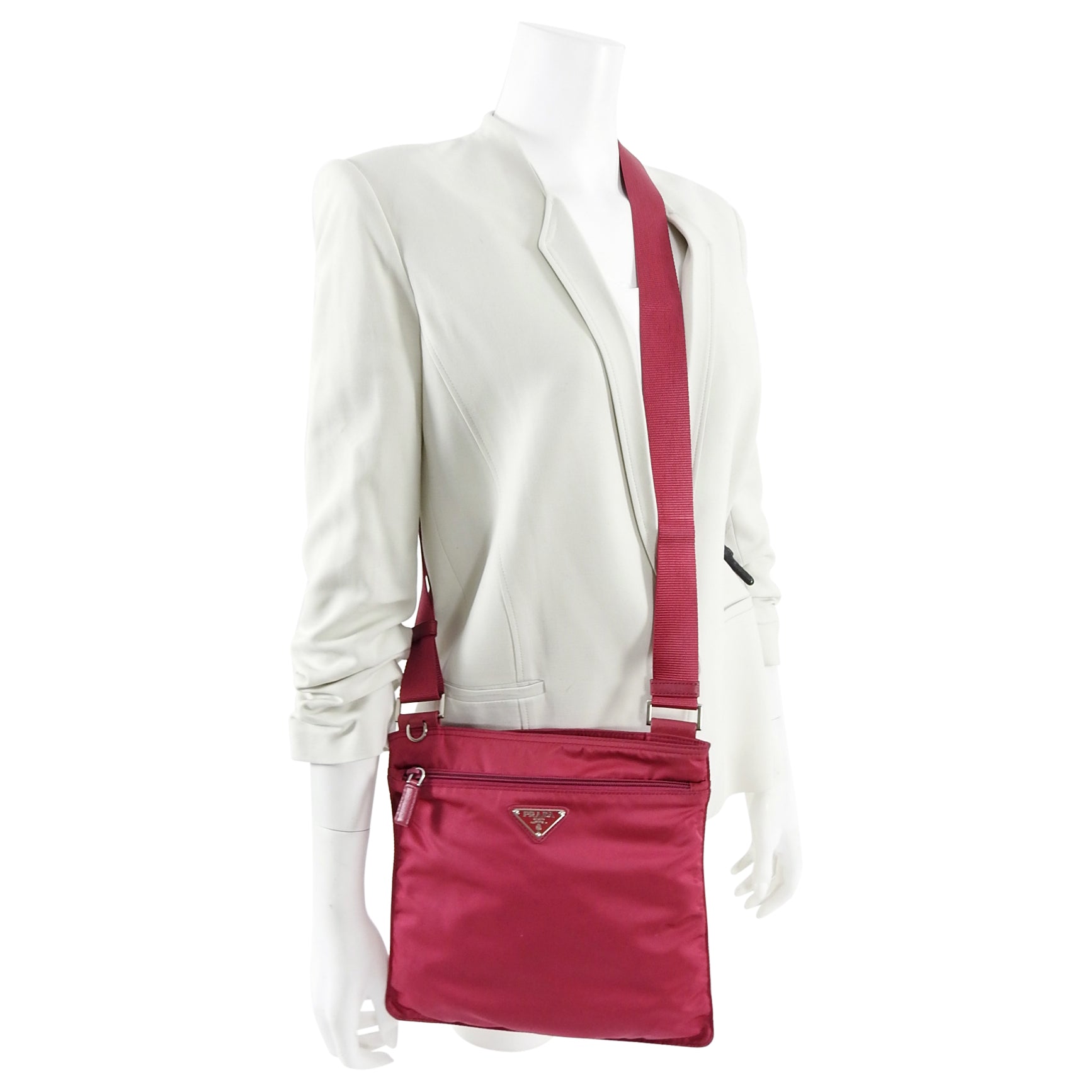Prada Vintage Original Pink Nylon Tessuto Messenger Bag
