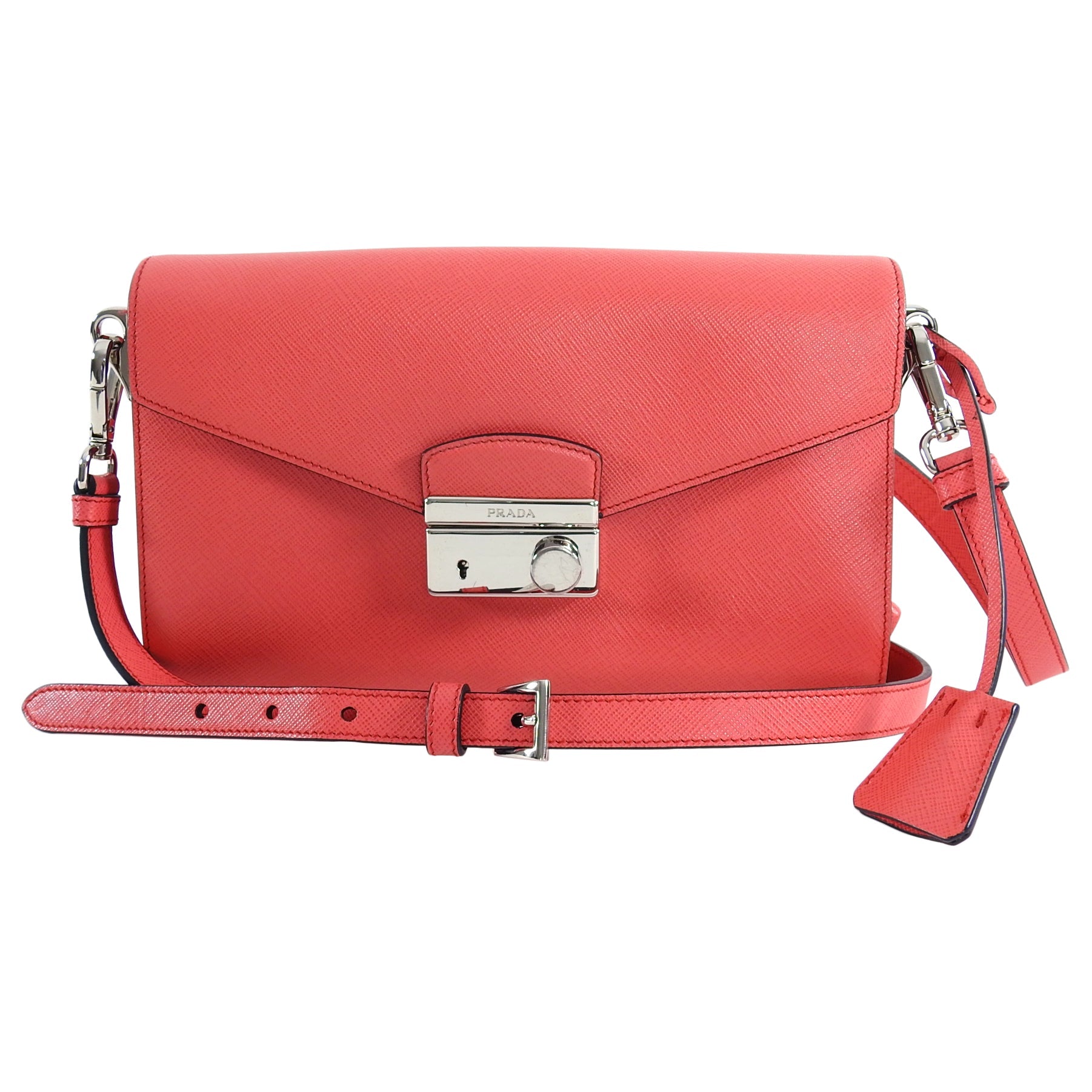 Prada Hot Pink Saffiano Lux Convertible 2 in 1 Sound Bag