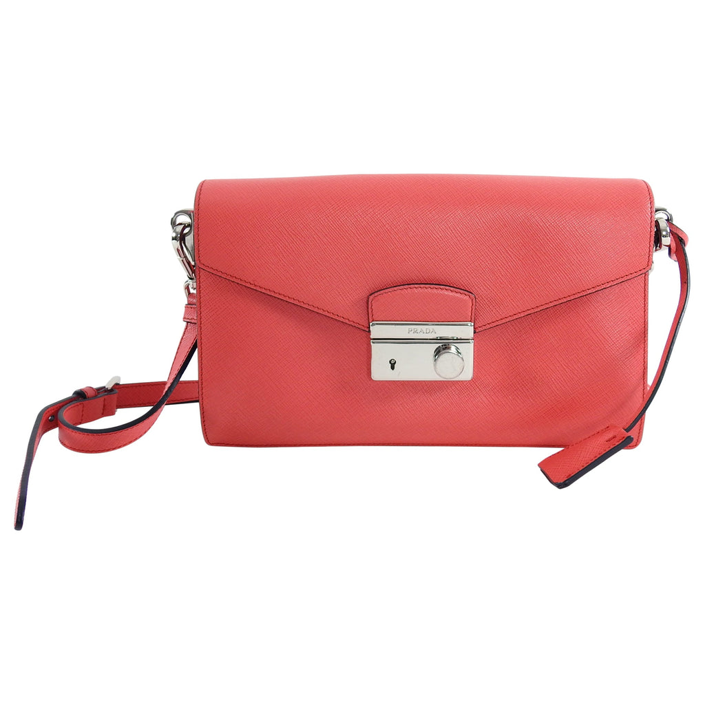 Prada Hot Pink Saffiano Lux Convertible 2 in 1 Sound Bag