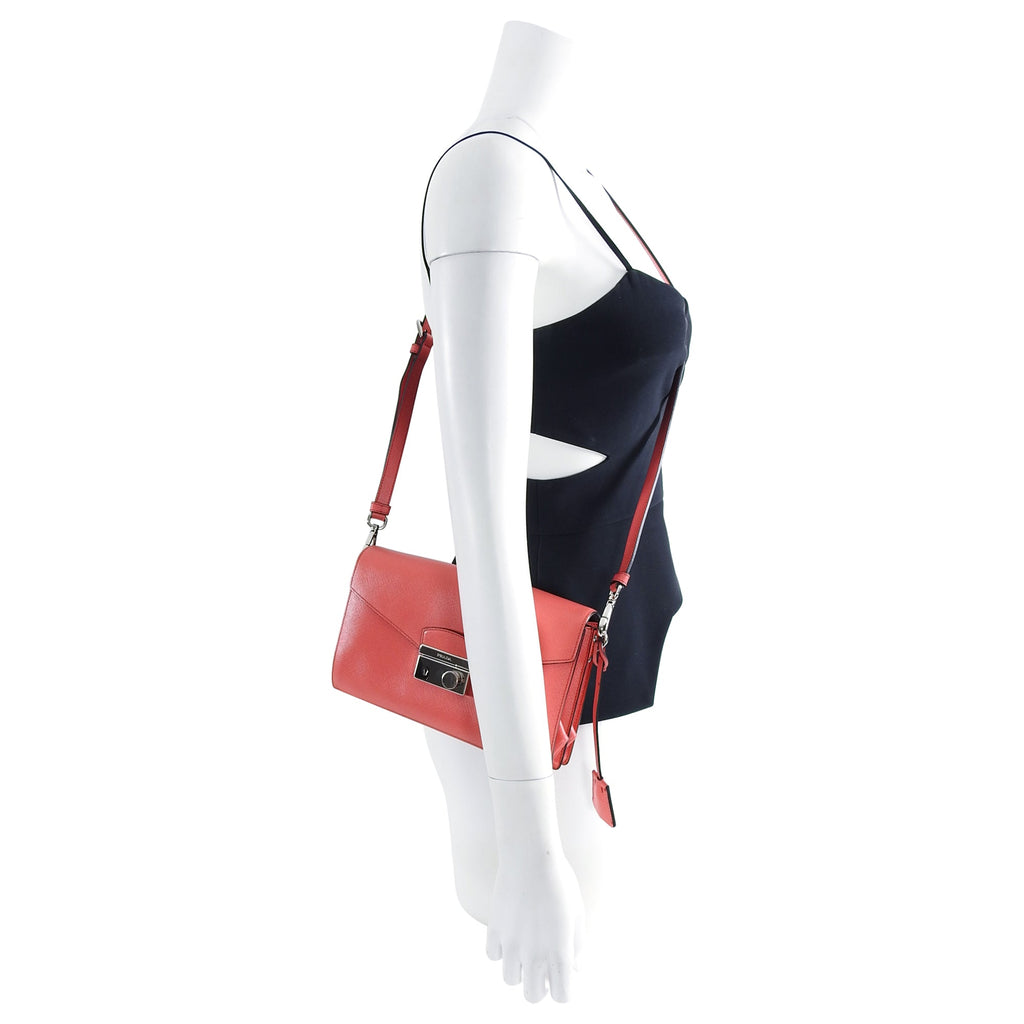 Prada Hot Pink Saffiano Lux Convertible 2 in 1 Sound Bag
