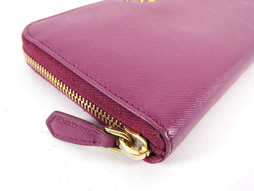 Prada Magenta Pink Saffiano Leather Continental Zippy Wallet