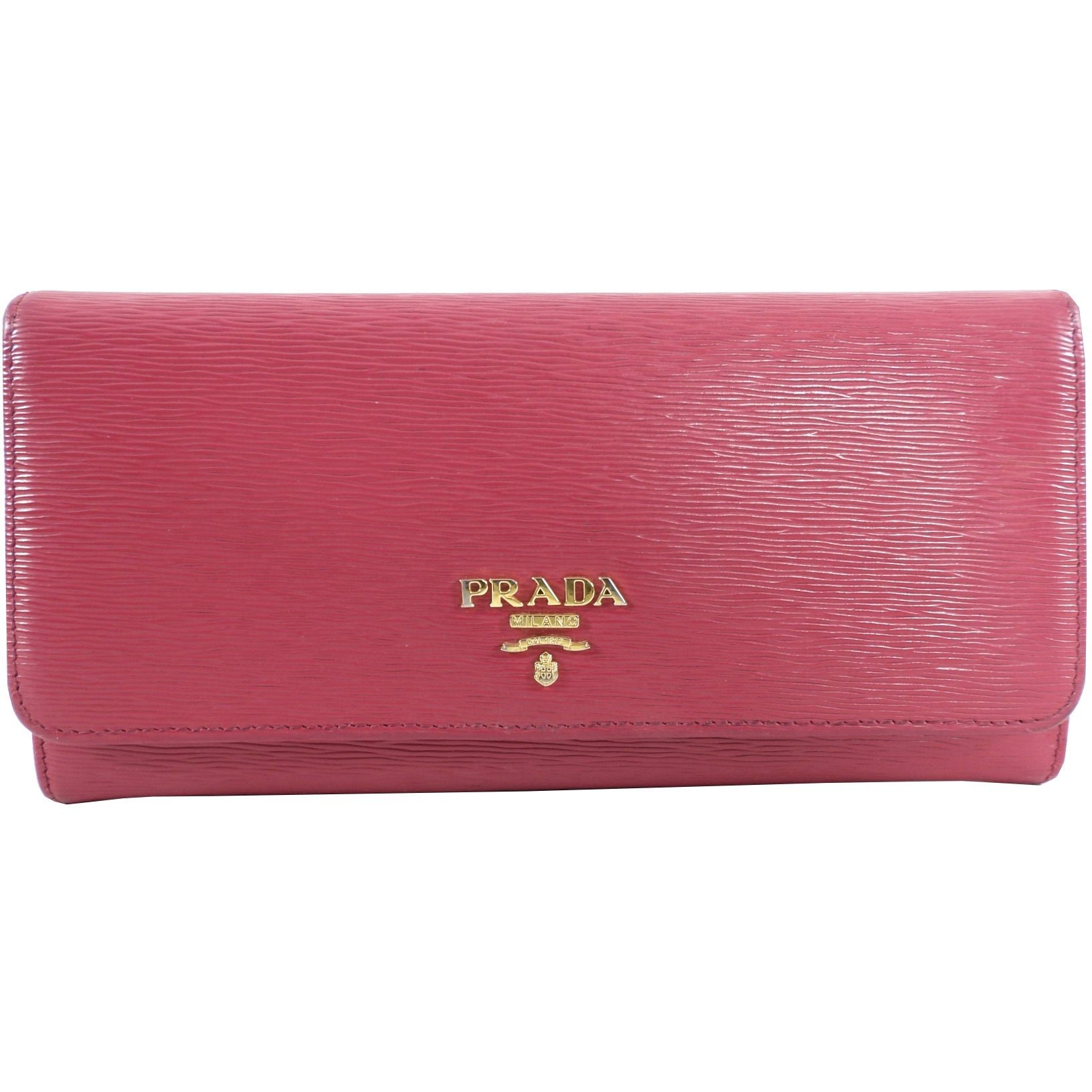 Prada Raspberry Pink Long Bifold Wallet with  Holder