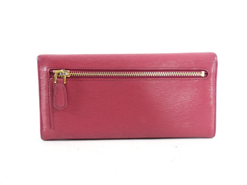 Prada Raspberry Pink Long Bifold Wallet with  Holder