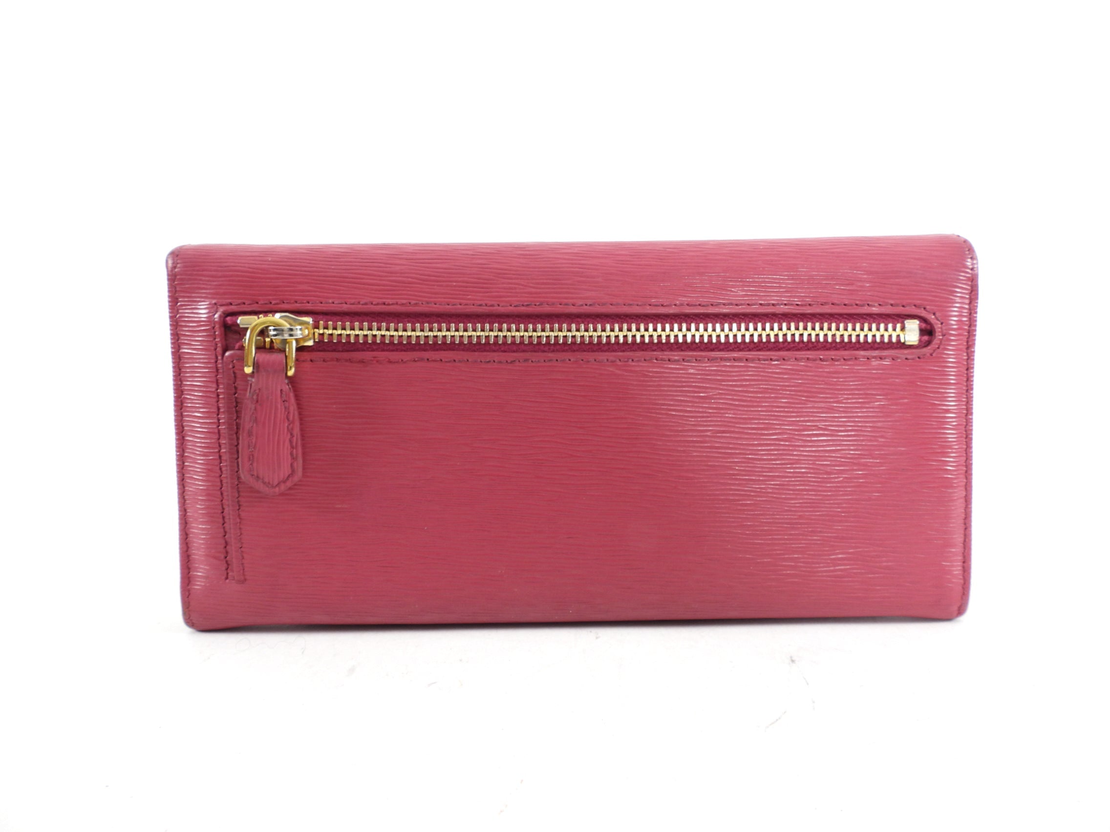 Prada Raspberry Pink Long Bifold Wallet with  Holder