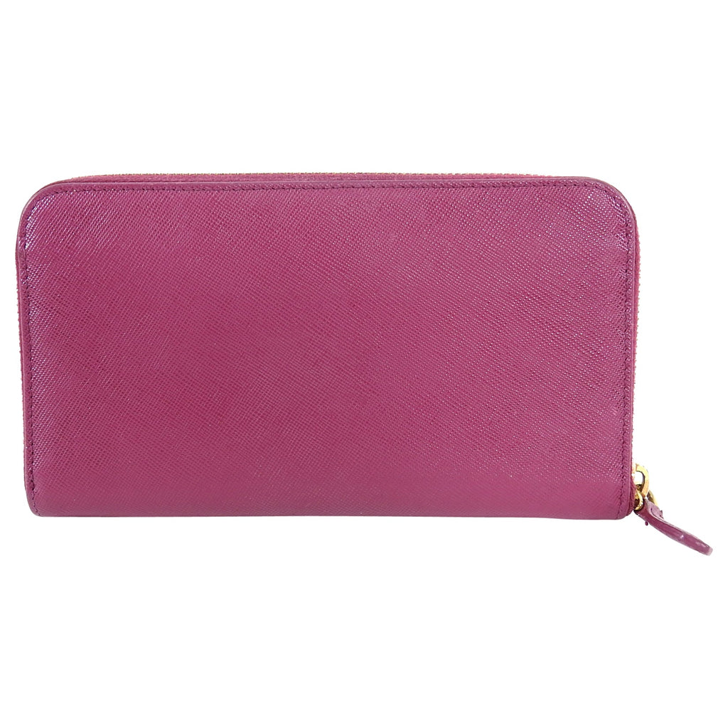 Prada Magenta Pink Saffiano Leather Continental Zippy Wallet