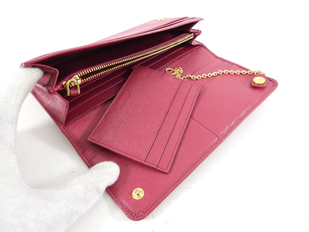 Prada Raspberry Pink Long Bifold Wallet with  Holder