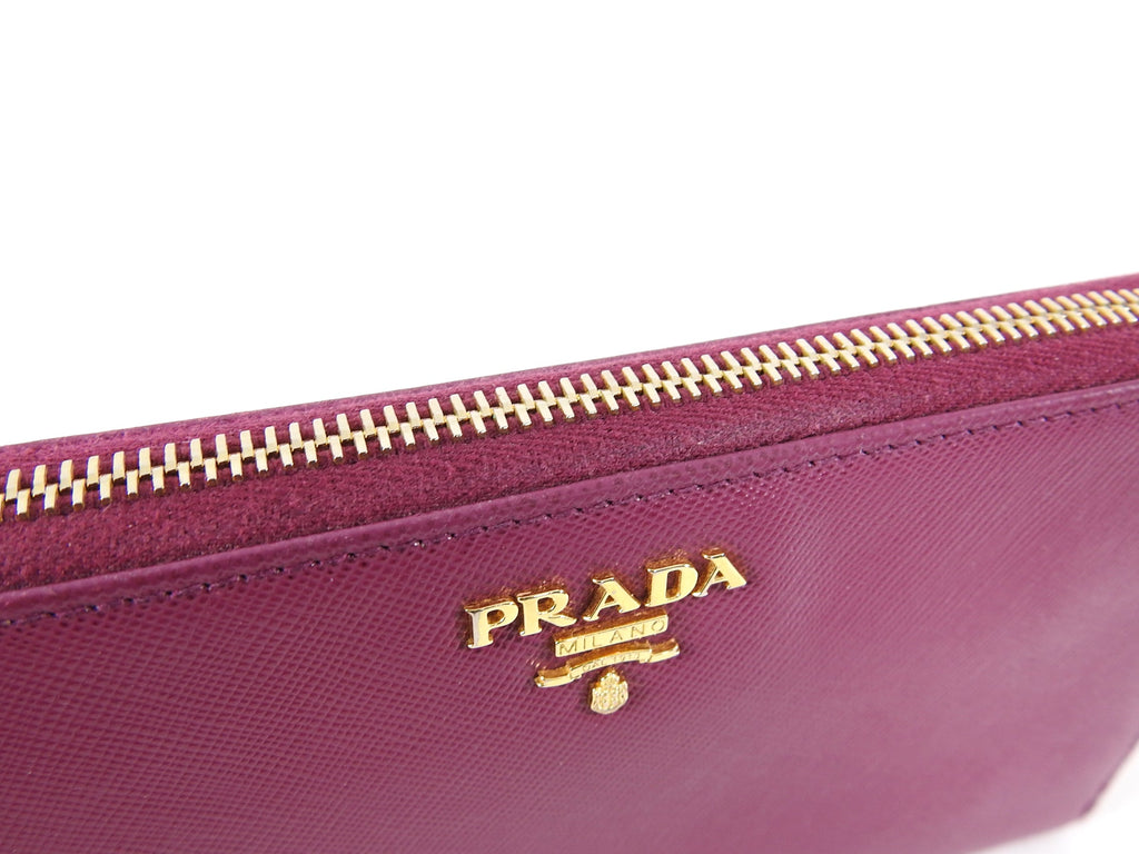 Prada Magenta Pink Saffiano Leather Continental Zippy Wallet