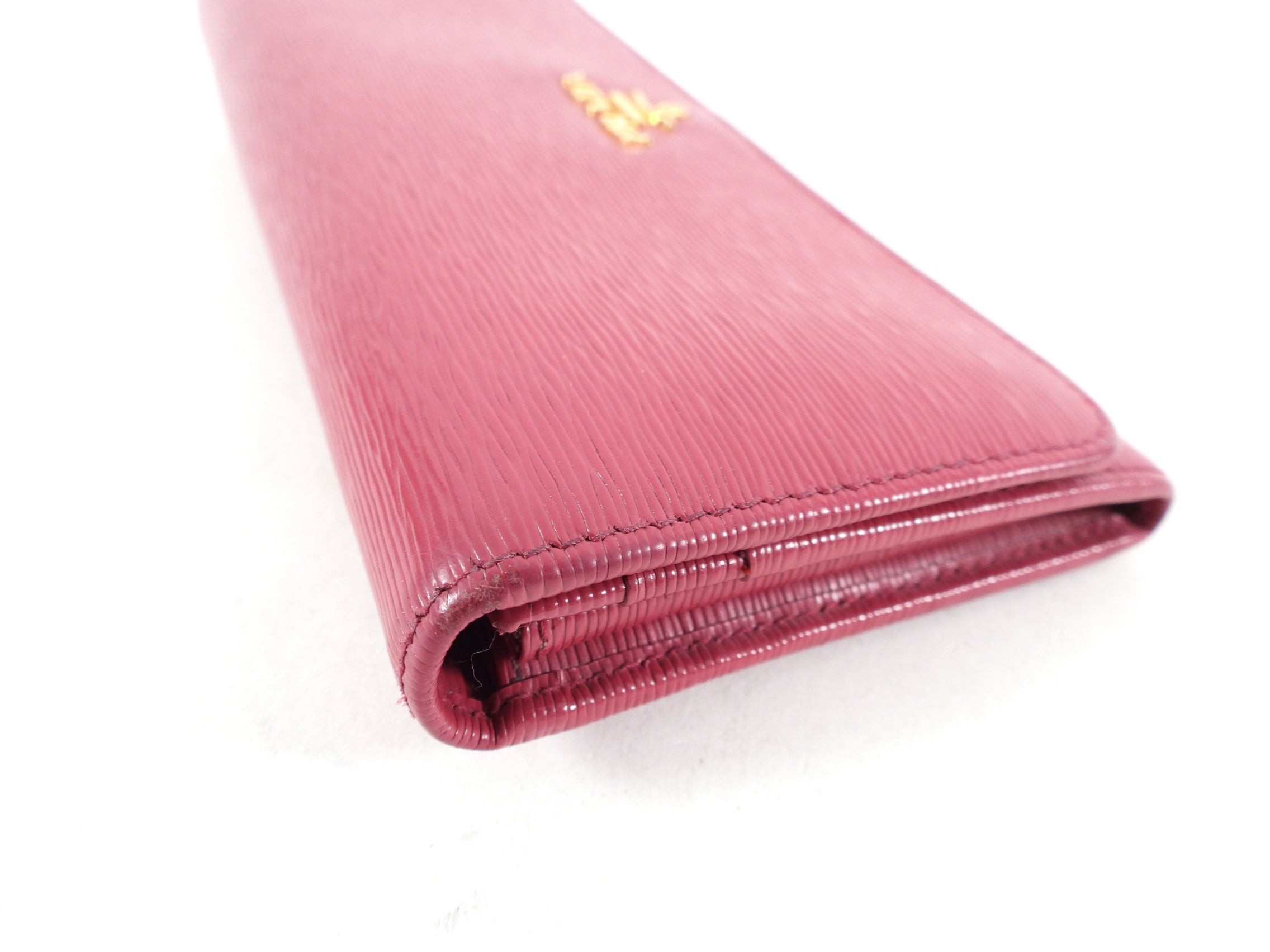 Prada Raspberry Pink Long Bifold Wallet with  Holder