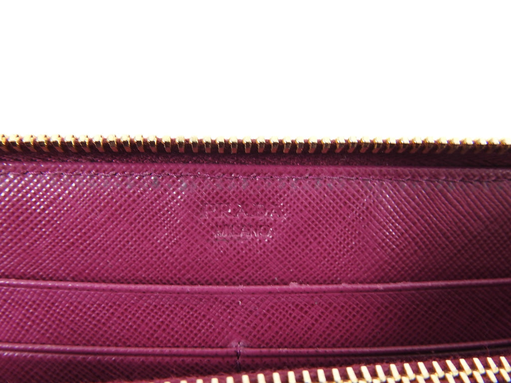 Prada Magenta Pink Saffiano Leather Continental Zippy Wallet