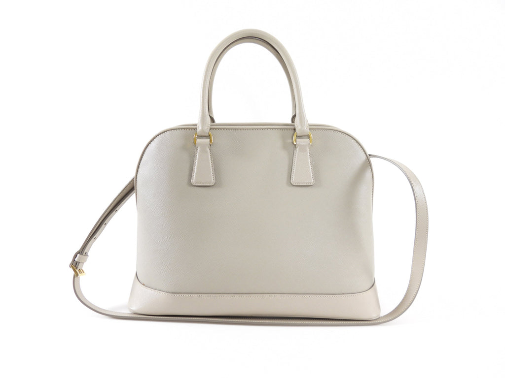 Prada Light Greige Saffiano Large Promenade Two Way Bag