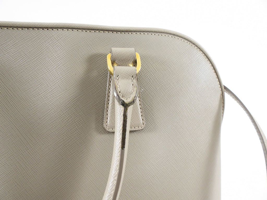 Prada Light Greige Saffiano Large Promenade Two Way Bag