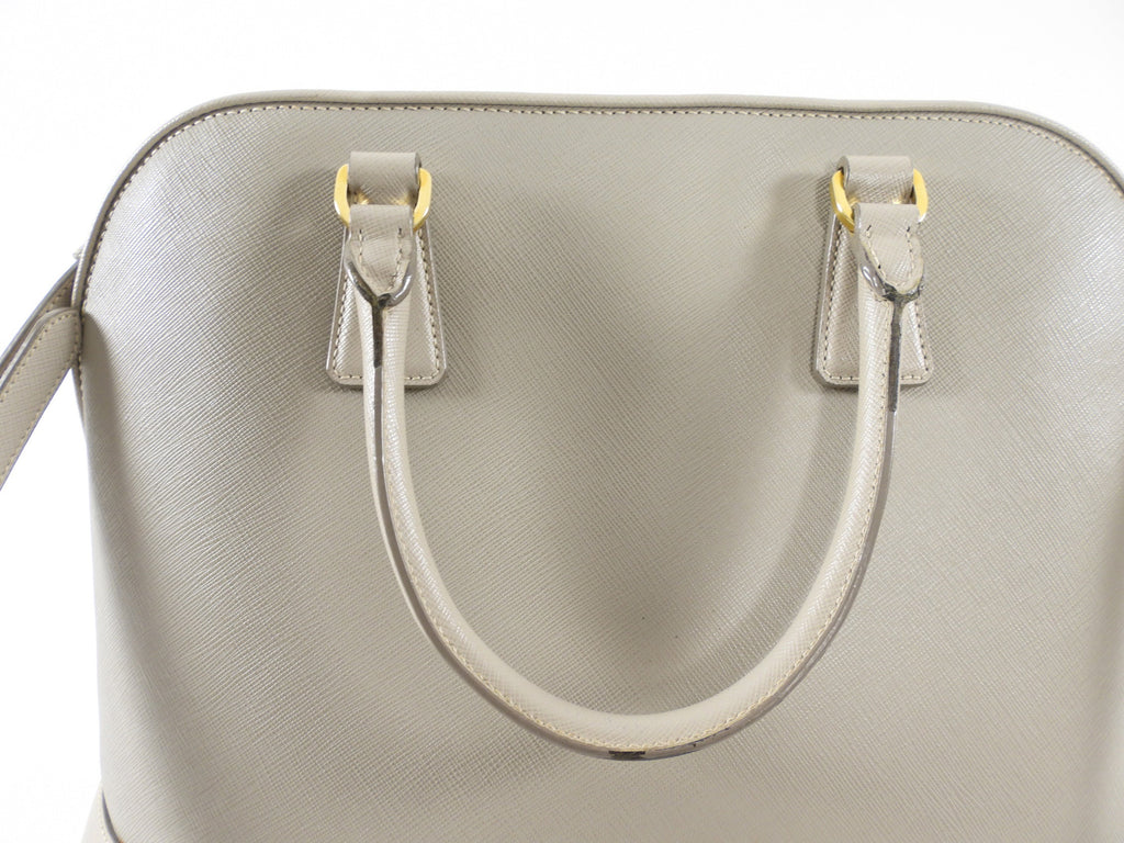 Prada Light Greige Saffiano Large Promenade Two Way Bag