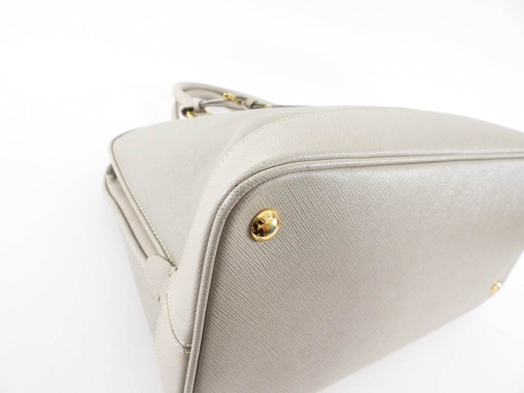 Prada Light Greige Saffiano Large Promenade Two Way Bag