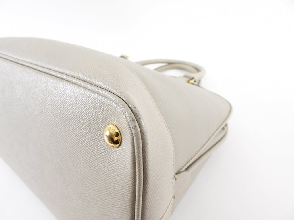 Prada Light Greige Saffiano Large Promenade Two Way Bag