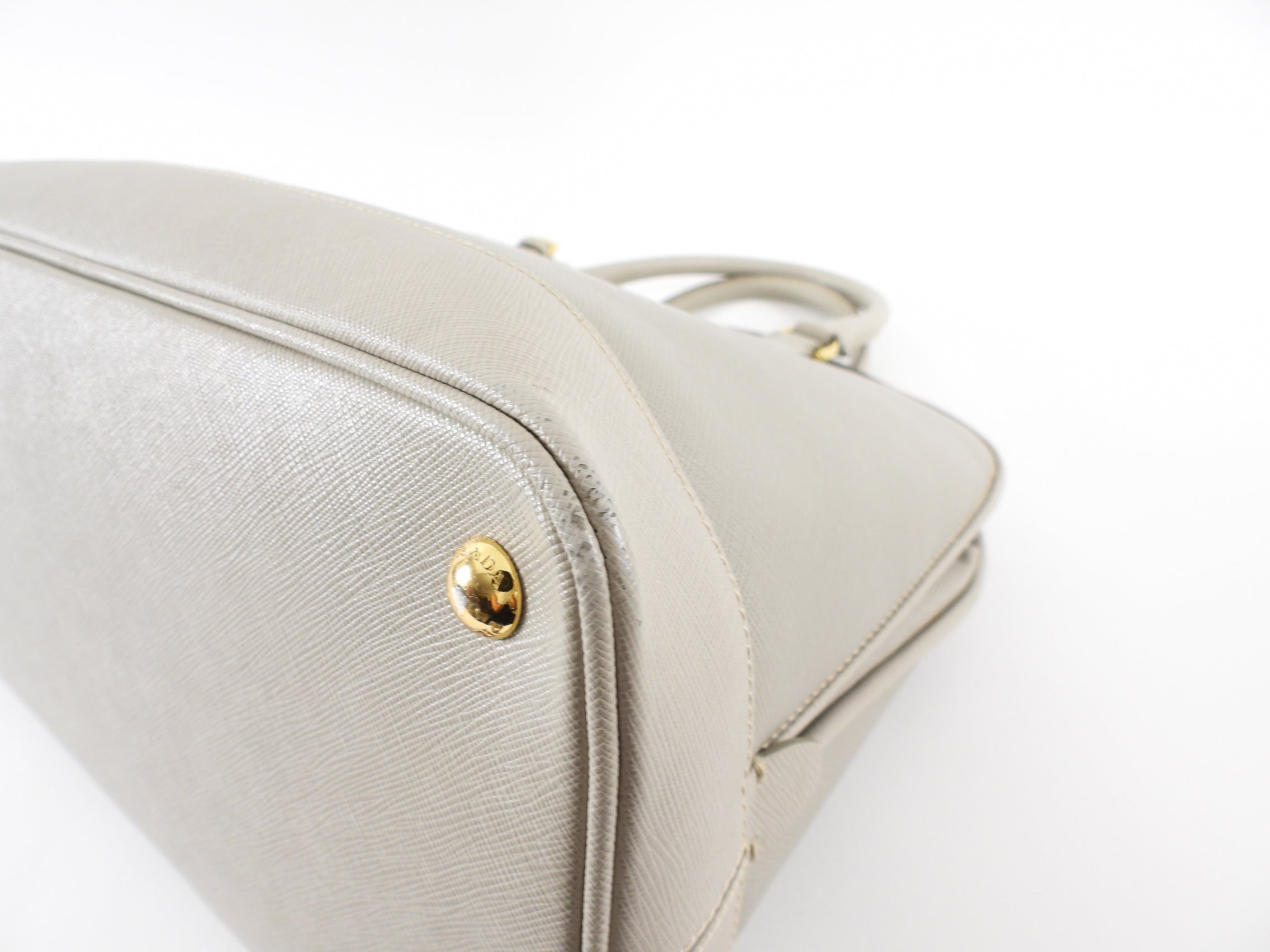 Prada Light Greige Saffiano Large Promenade Two Way Bag