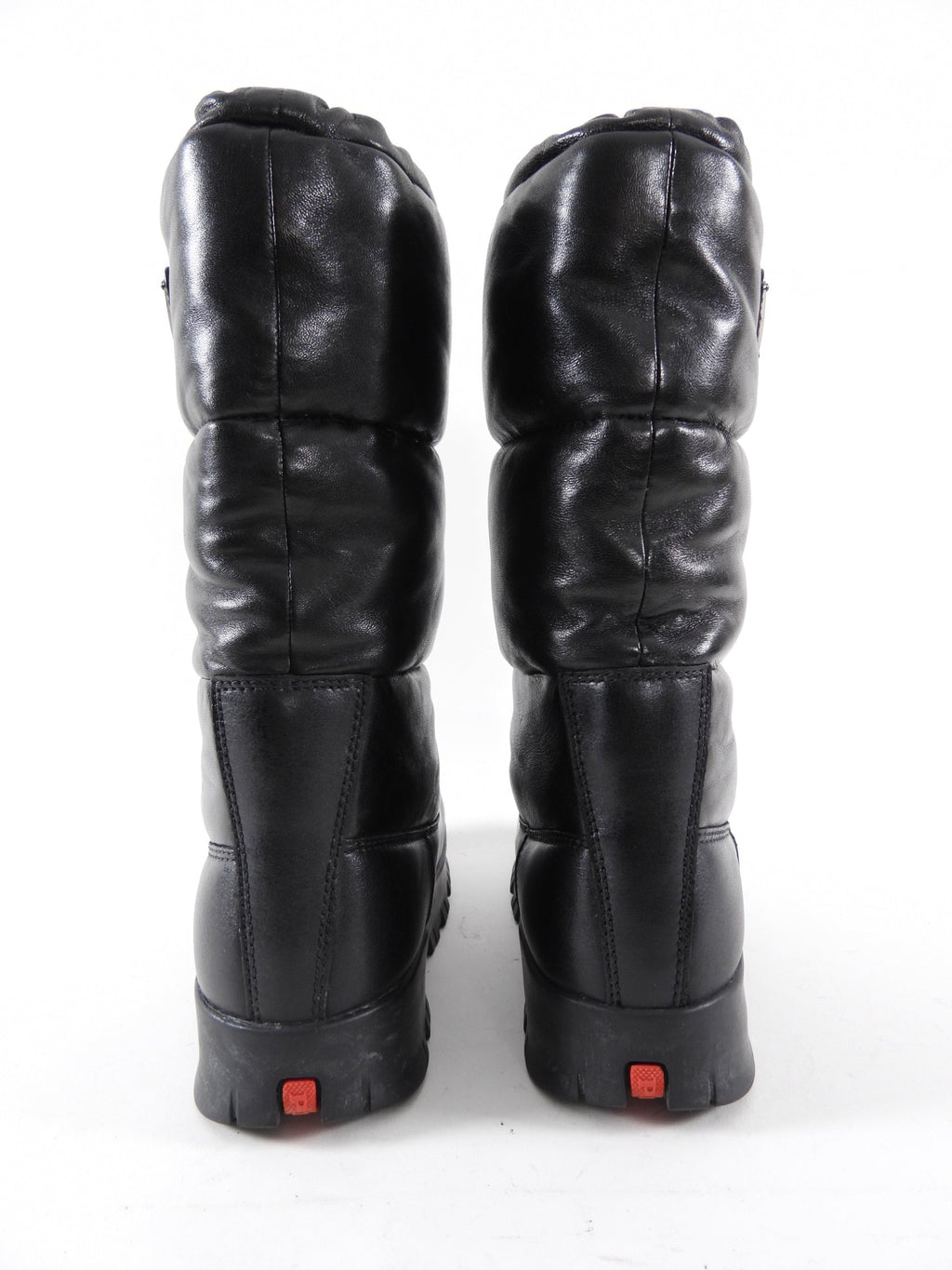 Prada Black Leather Puffer Snow Boots - 37
