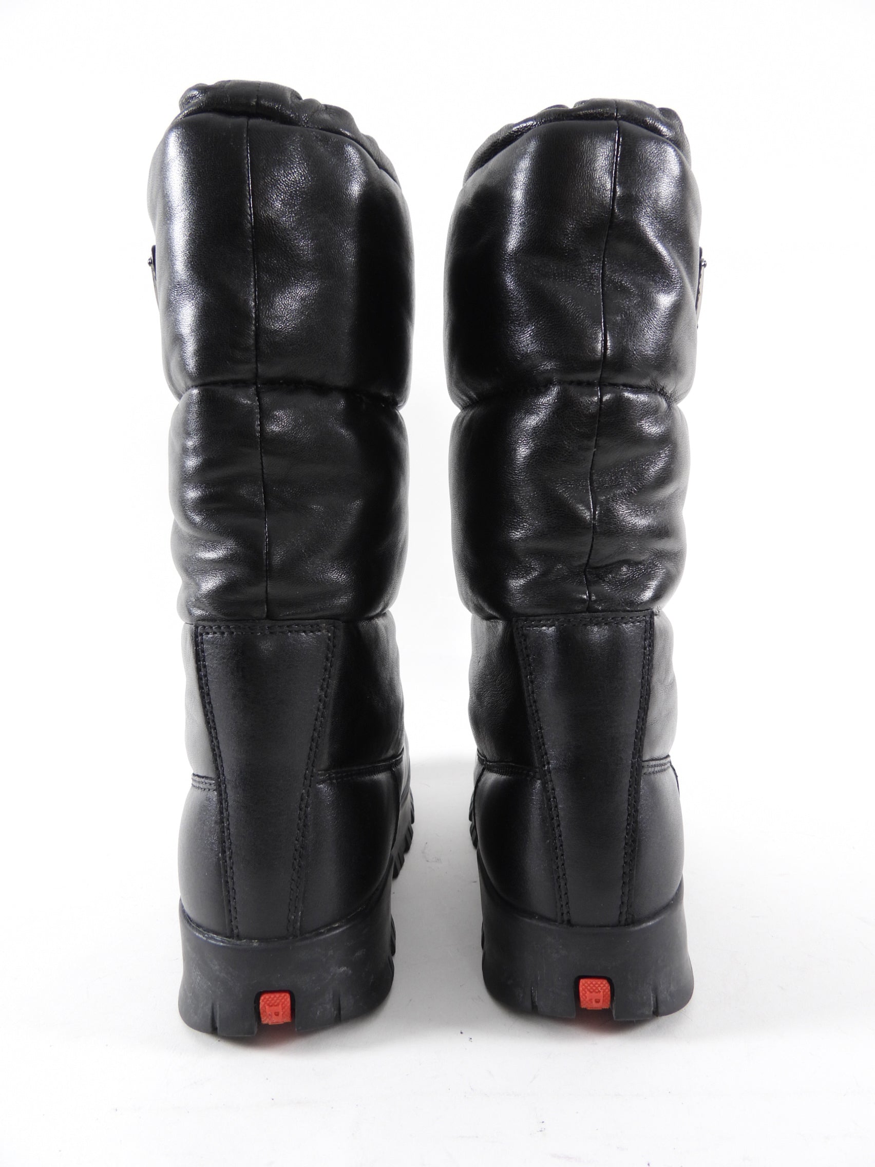 Prada Black Leather Puffer Snow Boots - 37