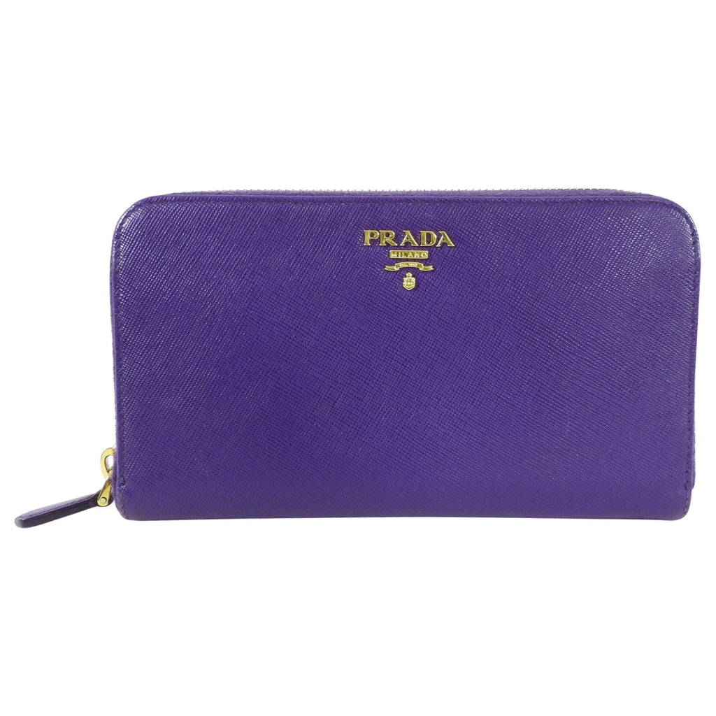 Prada Purple Saffiano Leather Zippy Continental Wallet