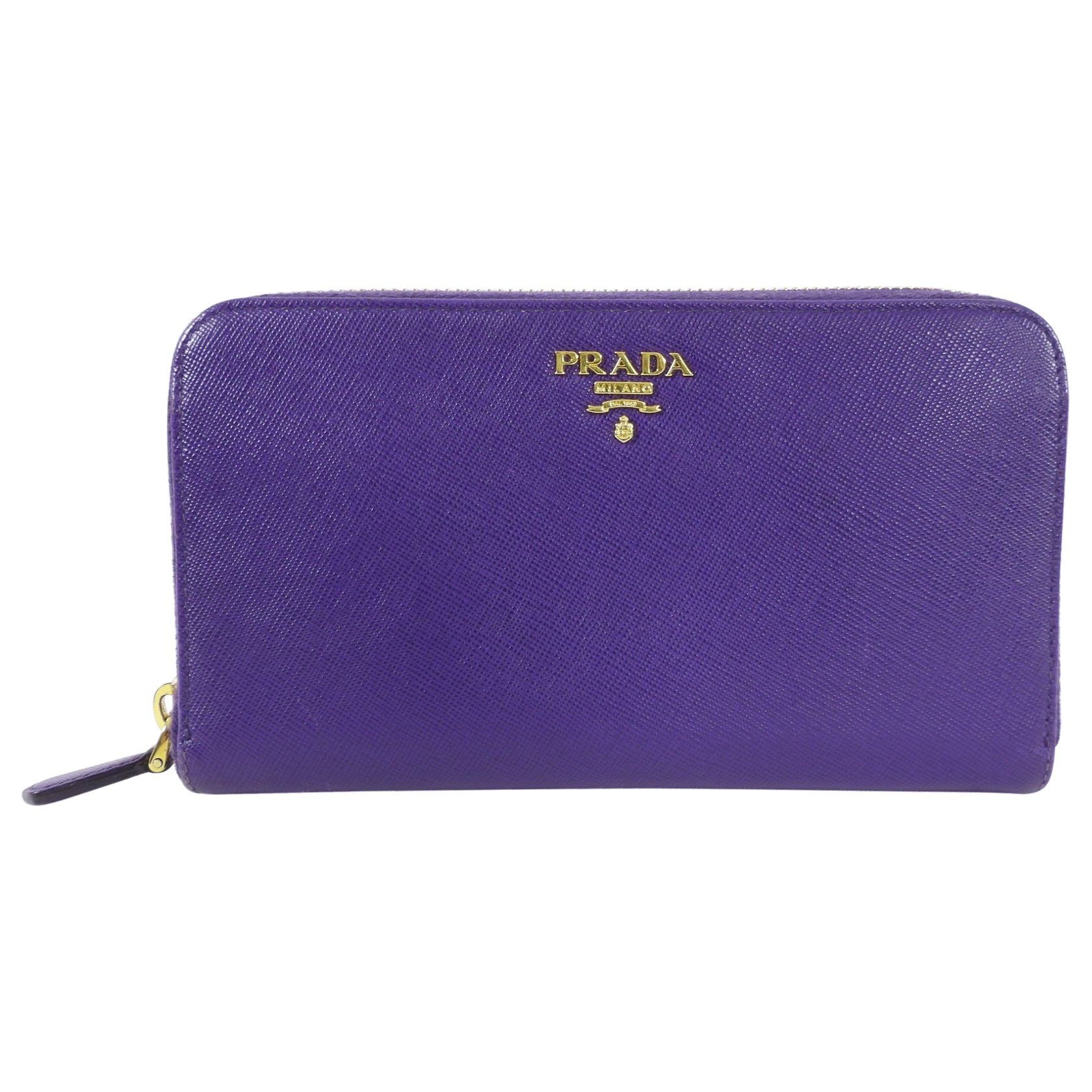 Prada Purple Saffiano Leather Zippy Continental Wallet