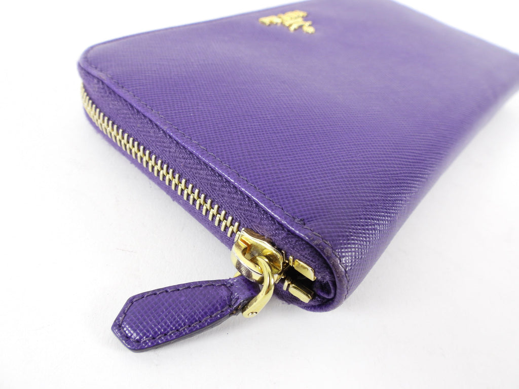 Prada Purple Saffiano Leather Zippy Continental Wallet
