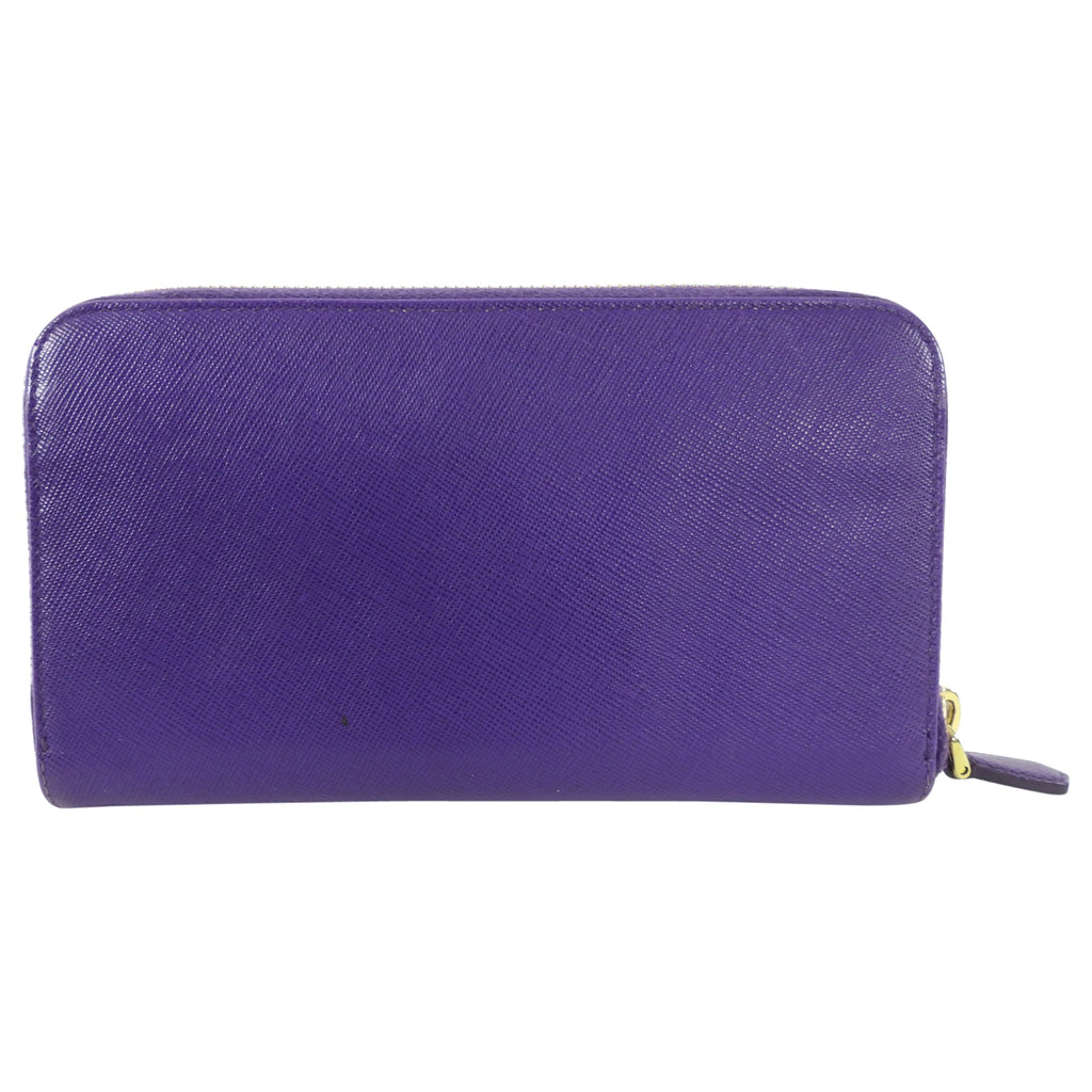 Prada Purple Saffiano Leather Zippy Continental Wallet
