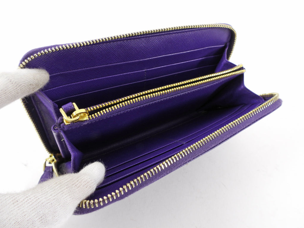 Prada Purple Saffiano Leather Zippy Continental Wallet