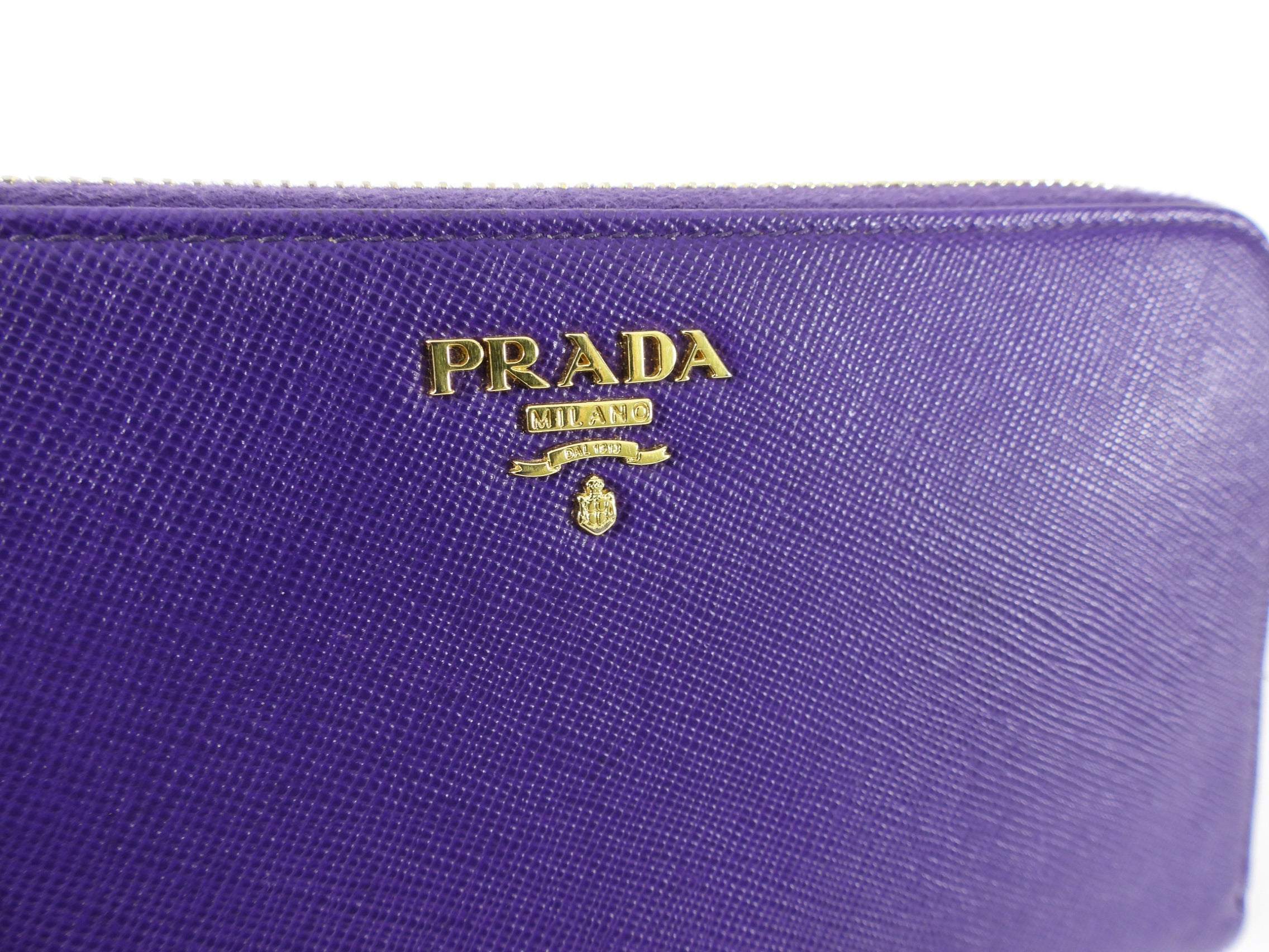 Prada Purple Saffiano Leather Zippy Continental Wallet