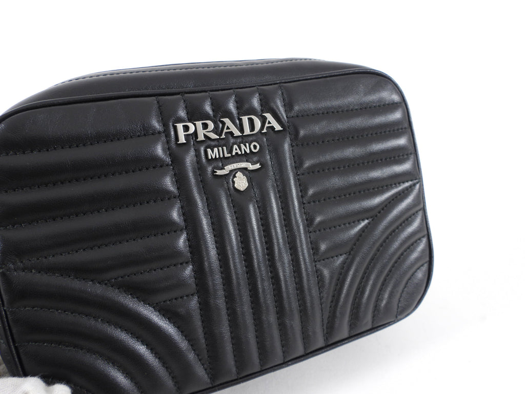 Prada Black Quilt Diagramme Chain Strap Shoulder Bag