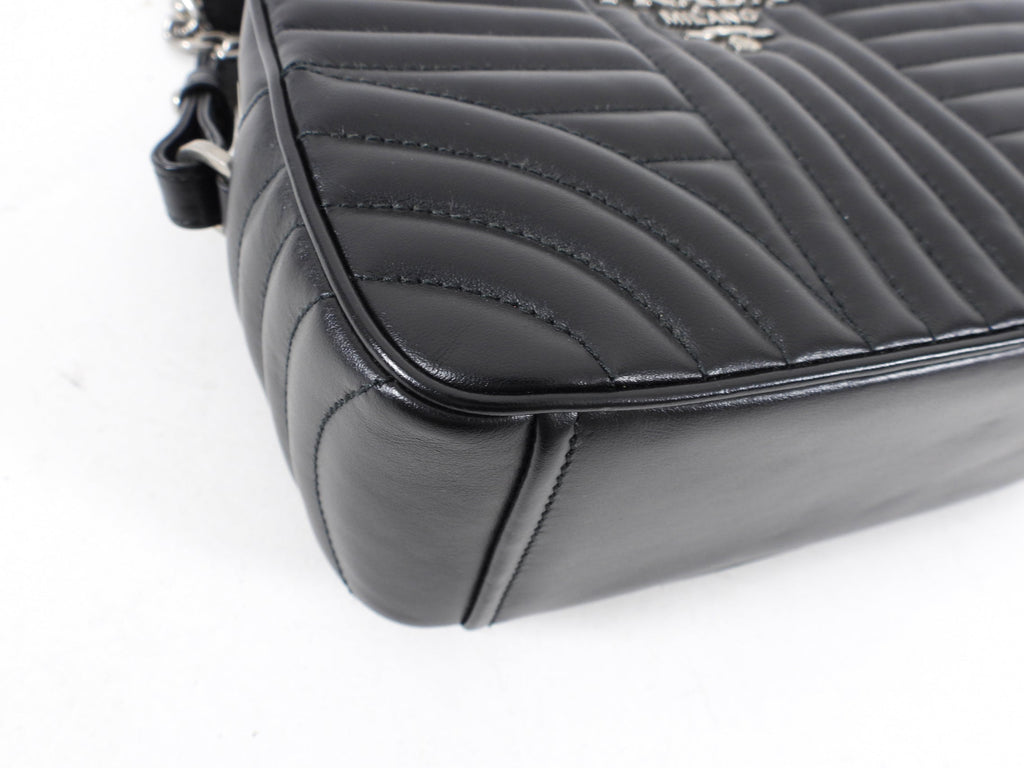 Prada Black Quilt Diagramme Chain Strap Shoulder Bag