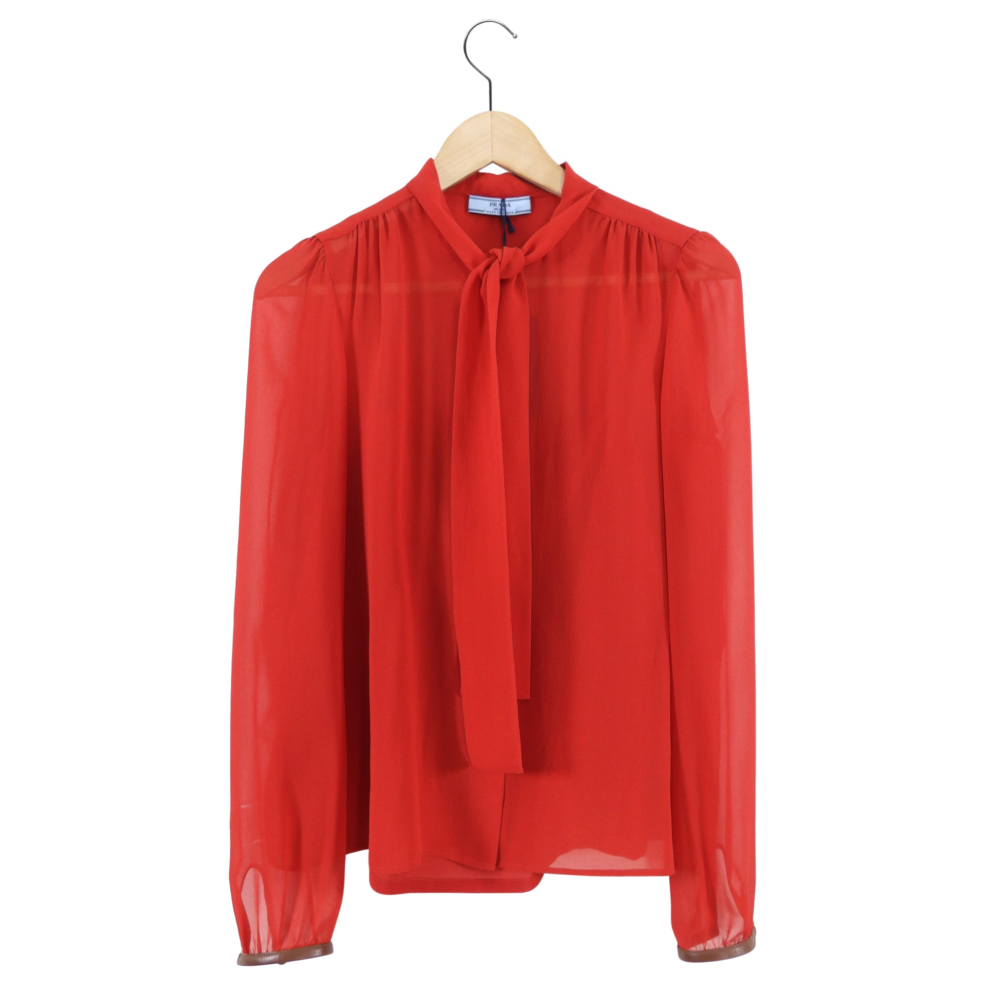 Prada Sheer Red Silk Georgette Blouse - IT40 / USA 4