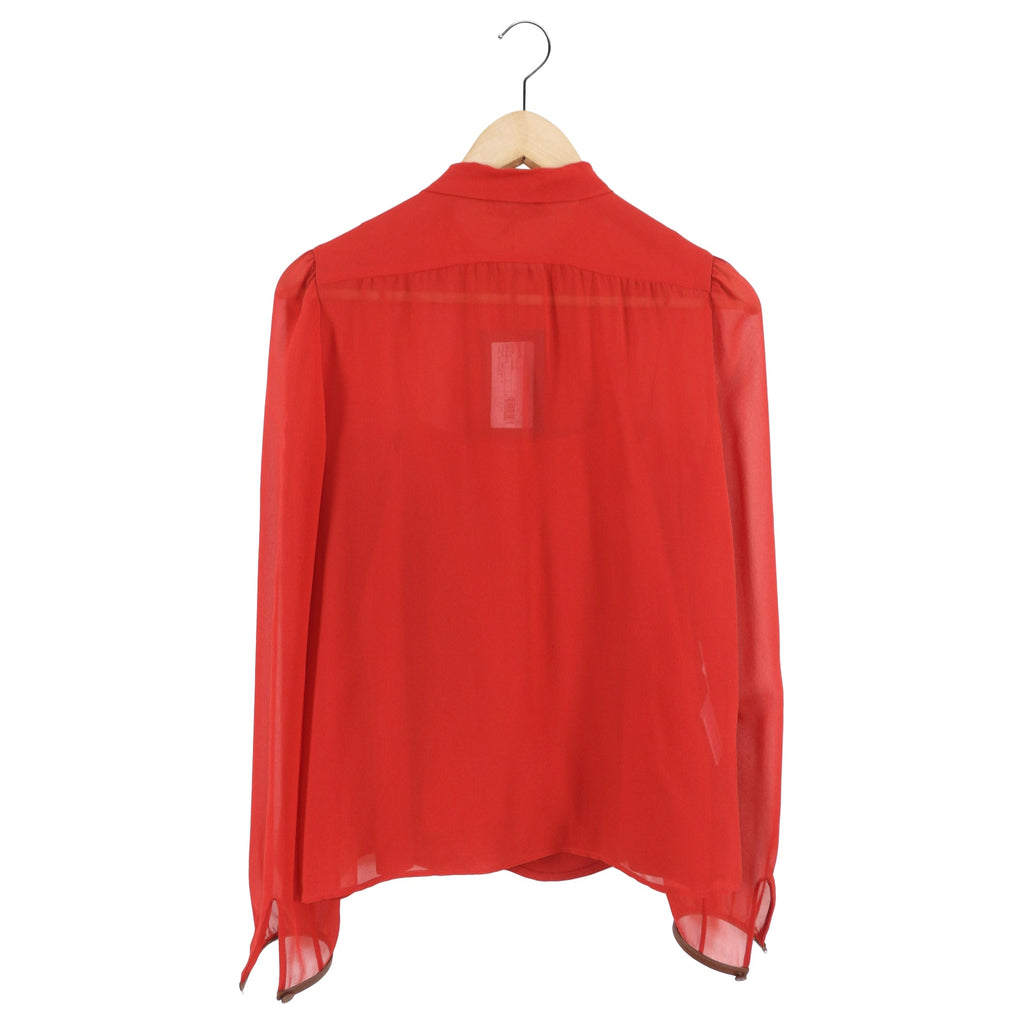 Prada Sheer Red Silk Georgette Blouse - IT40 / USA 4